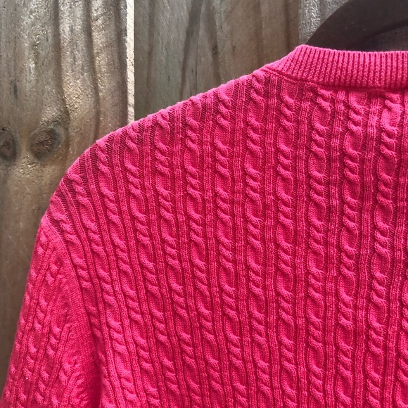 Talbots Cardigan 100% Pima Cotton Sweater Pink Cable Knit Button Front Womens XL - Picture 9 of 15